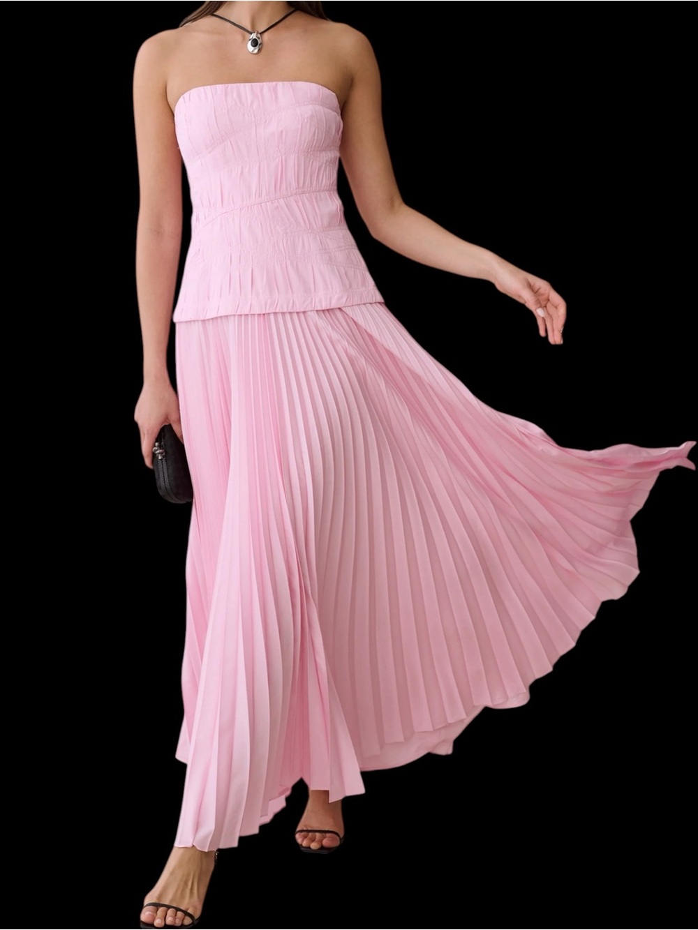 Few Moda o.p.t Ada Dress Pink Strapless Pleated NWT